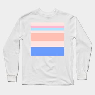 An ideal arrangement of Fresh Air, Soft Blue, Baby Pink, Very Light Pink and Melon stripes. Long Sleeve T-Shirt